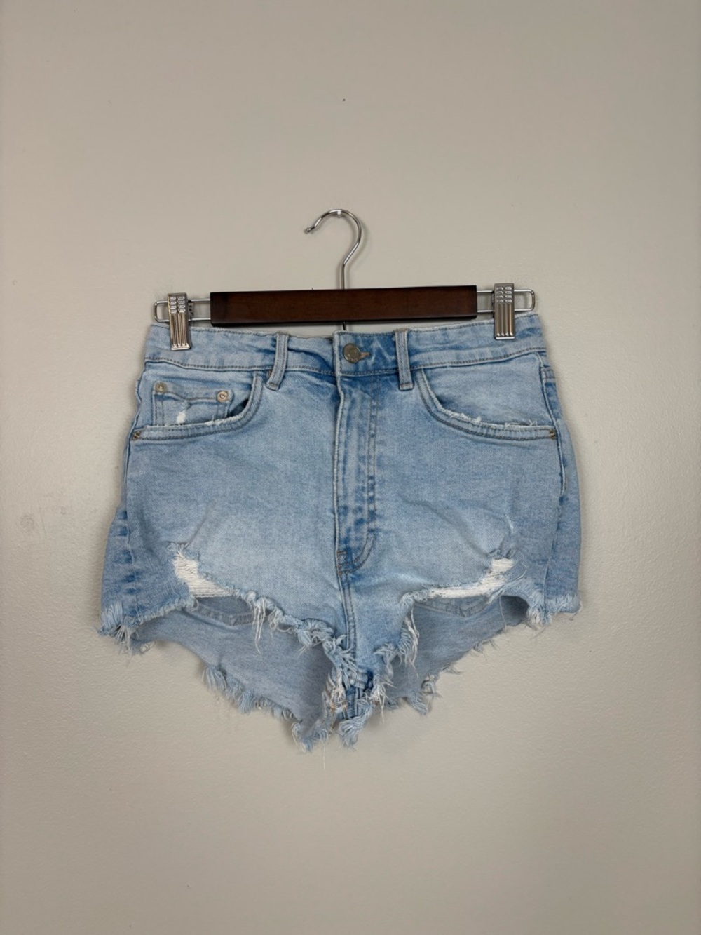 Zara Shorts Womens 6 Cut Of Distressed Denim In Blue Western Festival Summer - Picture 1 of 7